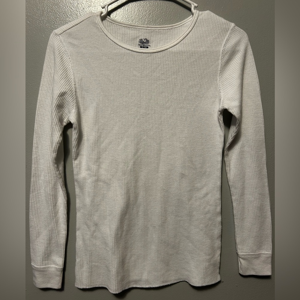 Fruit of the Loom Women’s White Thermal Long Sleeve Shirt | Size Small